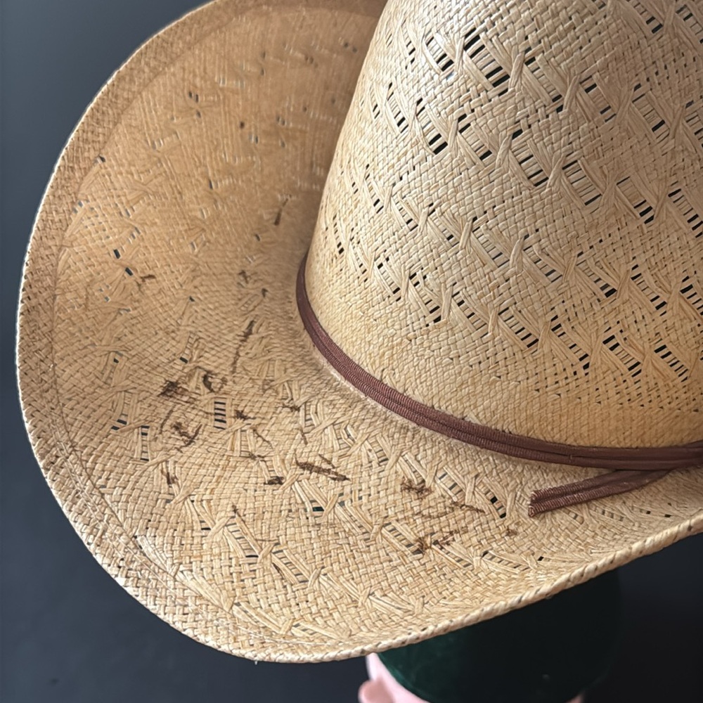 Vintage Firm Natural Straw Cowboy Hat - Picture 12 of 17
